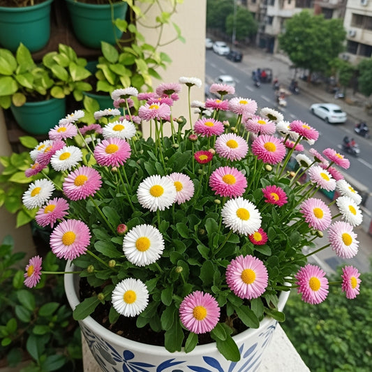 Buy Daisy Flower Prompet Mix Seeds | Bellis perennis | Monsoon Season | Easy To Grow | SeedsKart