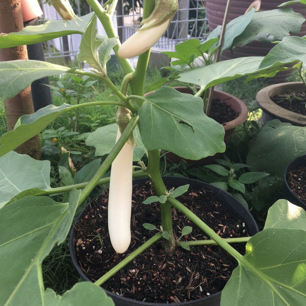 Buy Online Brinjal White Long Hybrid Seeds – Easy Growing, High Germination Rate | SeedsKart