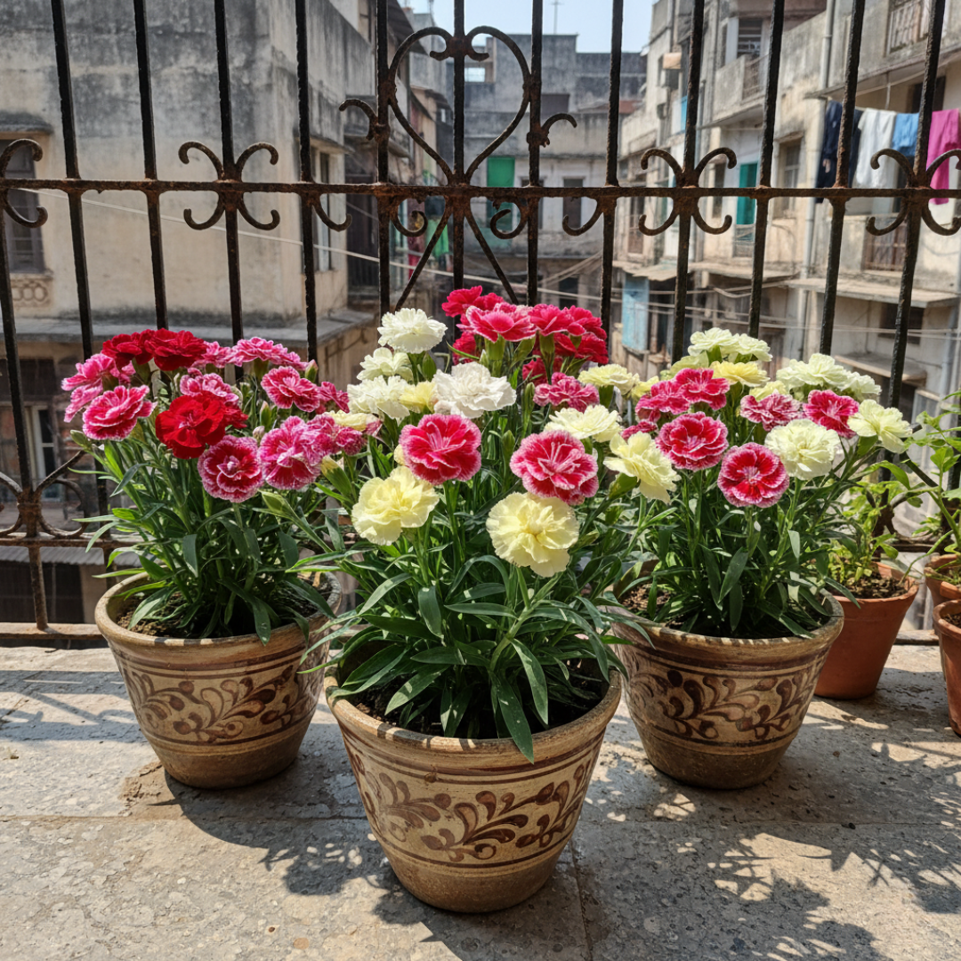 Buy Caranation Flower Giant Chaubbard Mixed Seeds | Dianthus Caryophyllus Seeds | Winter Season | Easy To Grow | SeedsKart