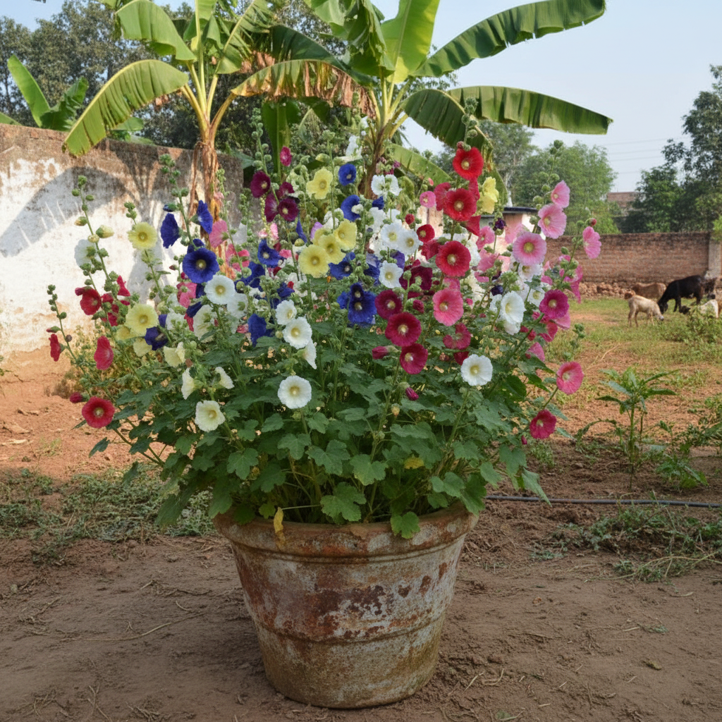 Buy Hollyhock Flower Mixed Seeds | Alcea Rosea | Summer Season | Easy To Grow | SeedsKart