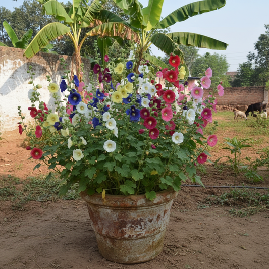 Buy Hollyhock Flower Mixed Seeds | Alcea Rosea | Summer Season | Easy To Grow | SeedsKart