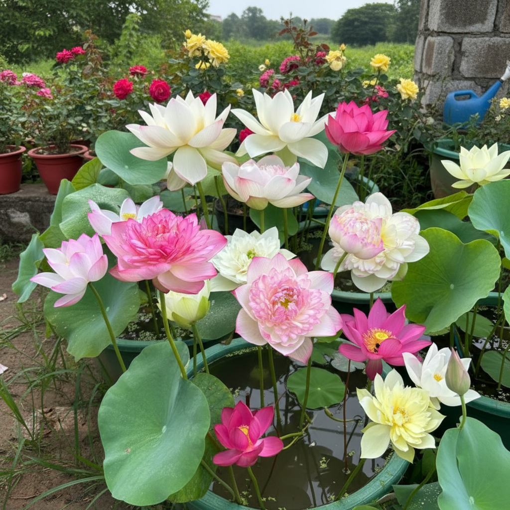Buy Lotus Flower Mixed Seeds | Indian Lotus | Summer Season | Easy To Grow | SeedsKart