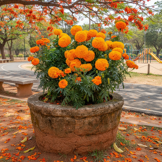 Buy Marigold Flower African Orange Seeds | Tagetes | All Seasons | Easy To Grow | SeedsKart