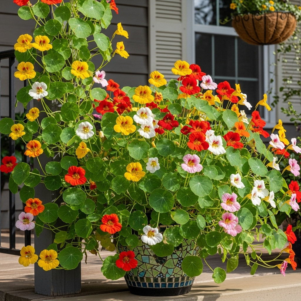 Buy Nasturtium Flower Variegated Mixed Seeds | Tropaeolum majus | Spring Season | Easy To Grow | SeedsKart