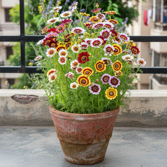 Buy Chrysanthemum Carinatum Flower Mary Mixed Seeds | Painted Daisy Seeds | Spring Season | Easy To Grow | SeedsKart