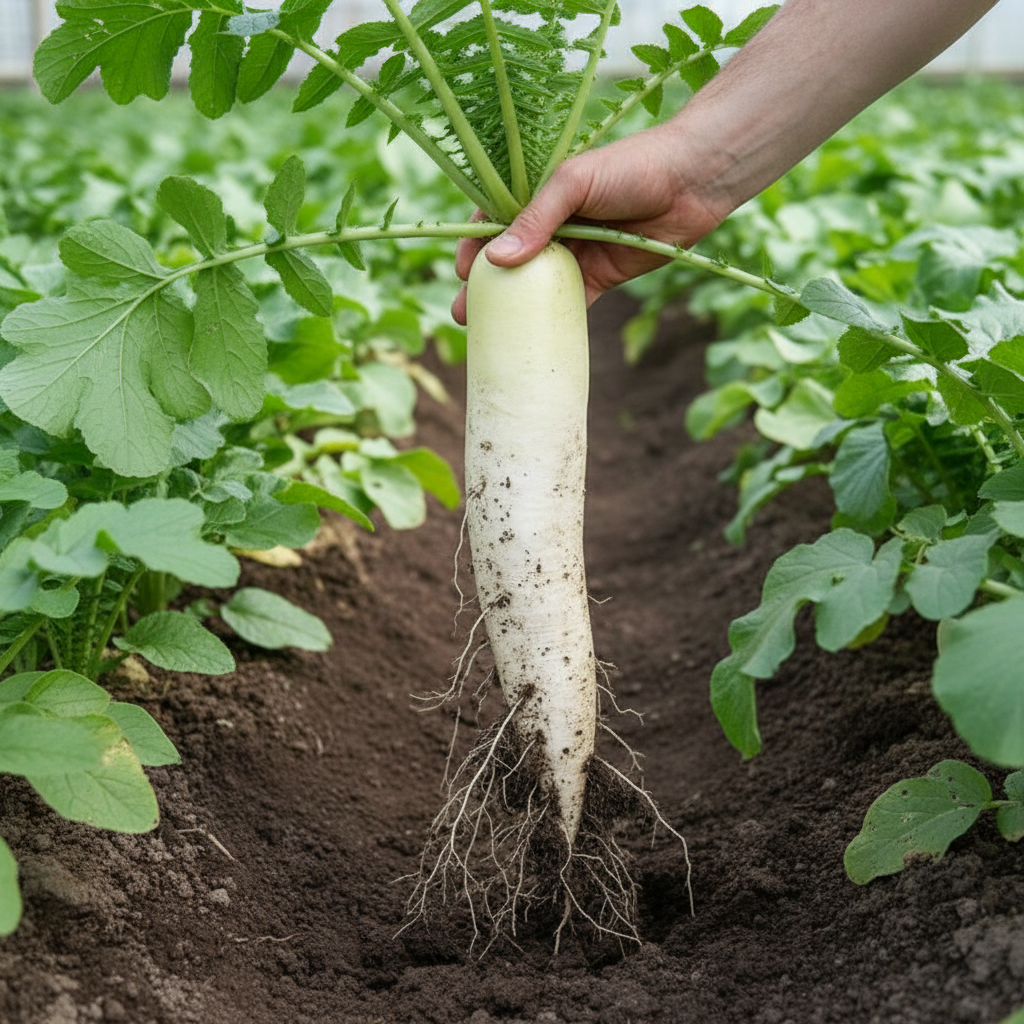 Buy Radish F1 White Long Seeds Online – Premium Hybrid for Balcony & Home Gardening | SeedsKart